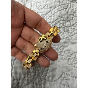 Hello Kitty Chain Bracelet Rhinestones Noir Jewelry - New